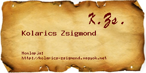 Kolarics Zsigmond névjegykártya